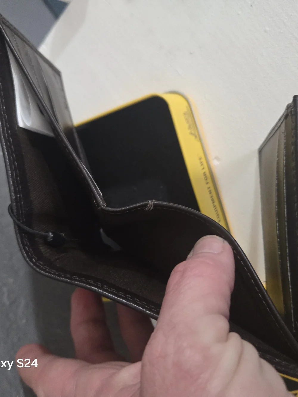 Caterpillar Black and Yellow Genuine Leather Money Clip Wallet